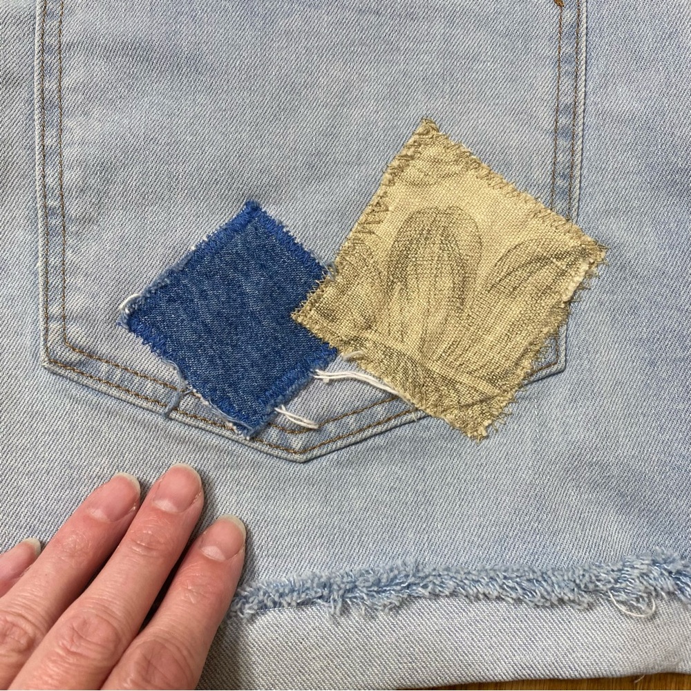 Madewell High-Rise Denim Shorts Light Style#K8029 Altered Patches 30 - Picture 7 of 13